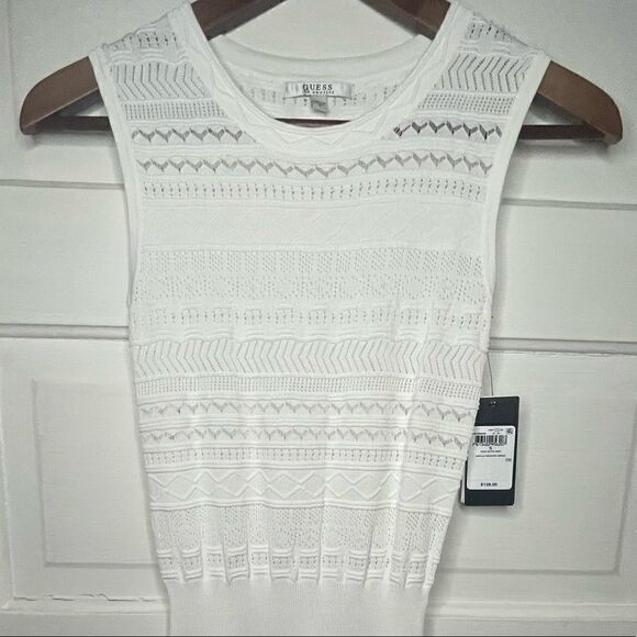 NWTs Guess Arielle Sweater Pick Styled Ruffled Hem White Dress Size Small - Picture 7 of 13